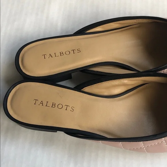 TALBOTS Edison Quilted Black Leather Cap toe Mule Flats size 9.5 - Picture 3 of 7